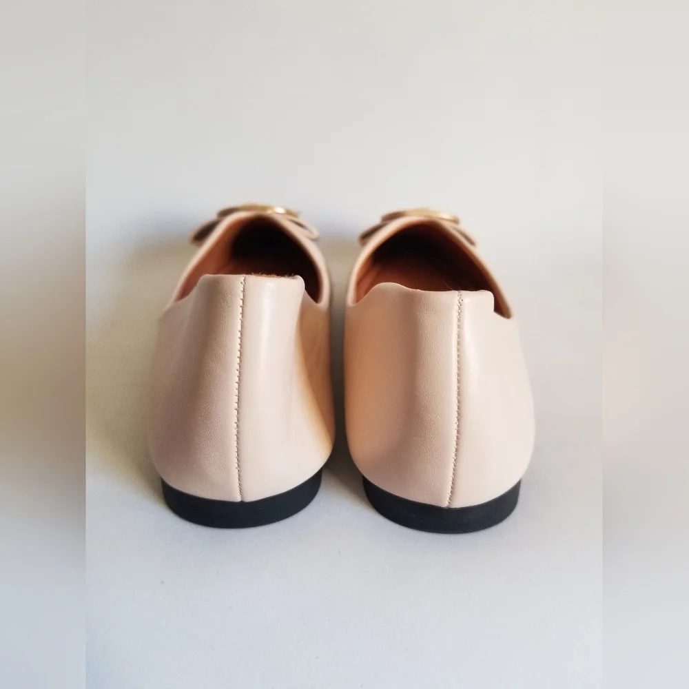 Women's unbranded european ballet flats light tan nude Sz8.5M pointed toe - Picture 14 of 16